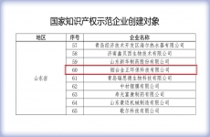 煙臺金正環保成功入選國家知識產權示范企業，獲國家級最高認可